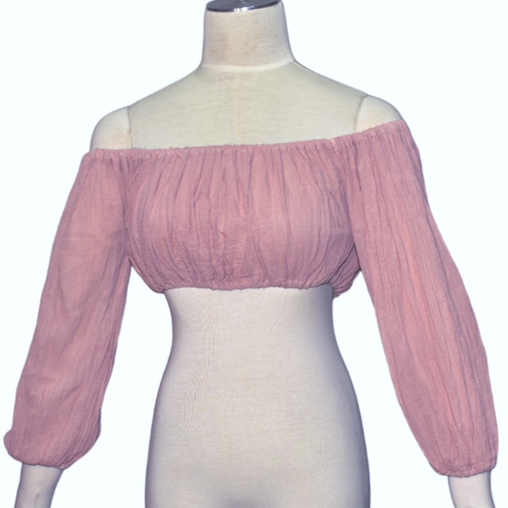 Savannah Morrow the Label Mauve Tone Cotton Gauze Crop Top XS S